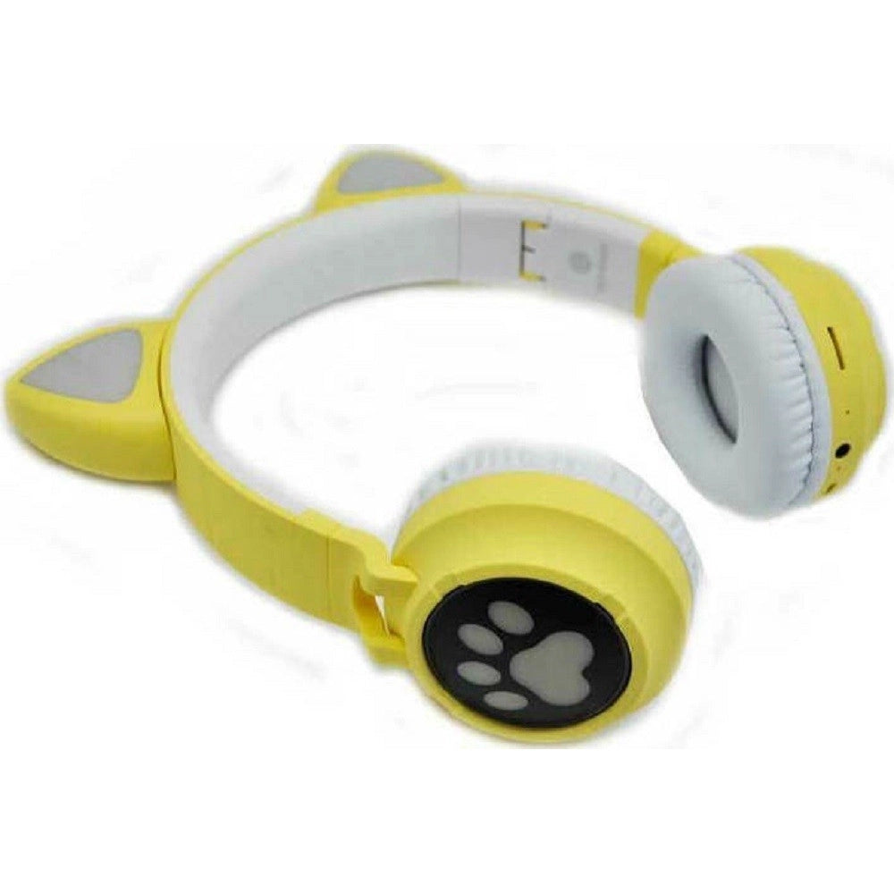 Trade Shop - Cuffie Auricolari Q-em3 Wireless Bluetooth Filo Orecchio Di Gatto Led Microfono -