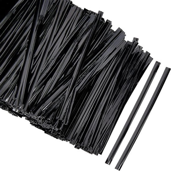 1440 pezzi di nastro di carta di kraft nero di 8 cm con nucleo di ferro per chiusura di sacchetti di carta per dolci, panifici e piante