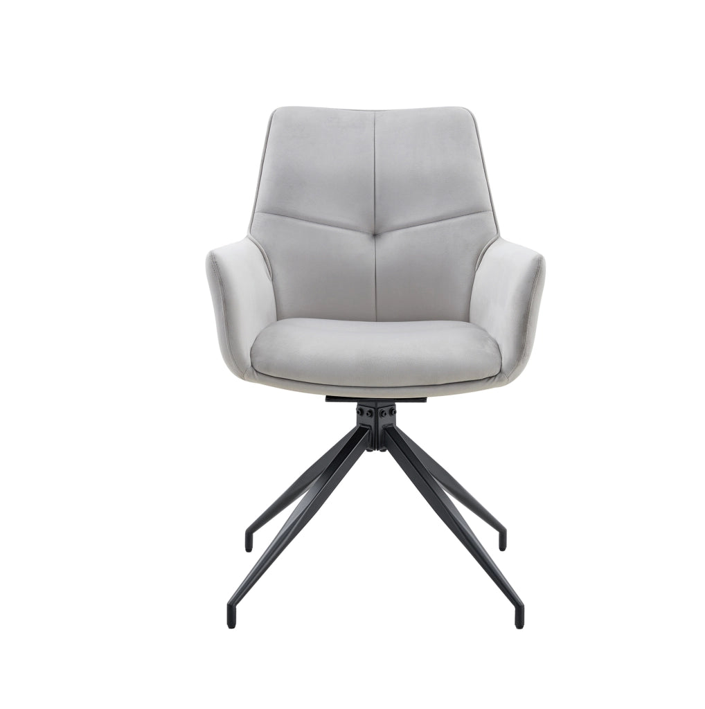 Sedia girevole 360° imbottita in tessuto grigio chiaro