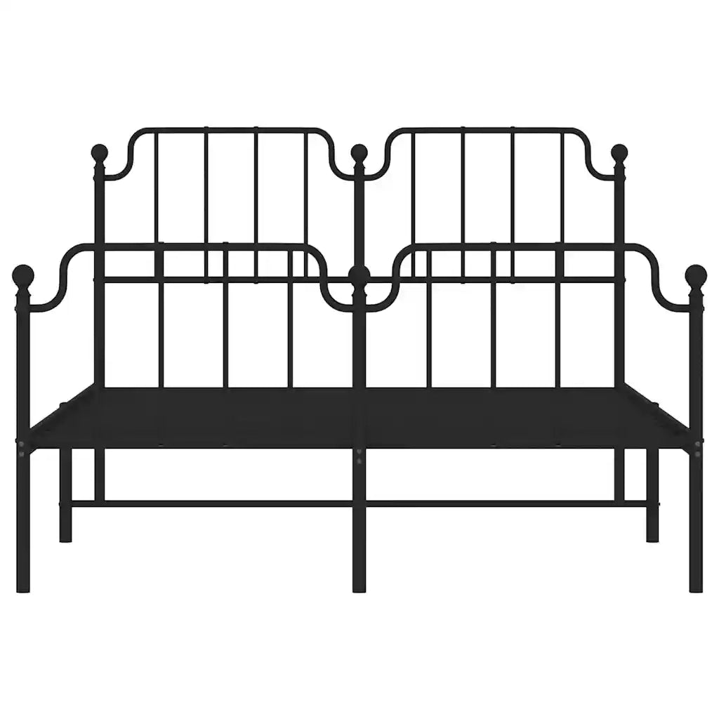 Giroletto con Testiera e Pediera Metallo Nero 135x190 cm 373904