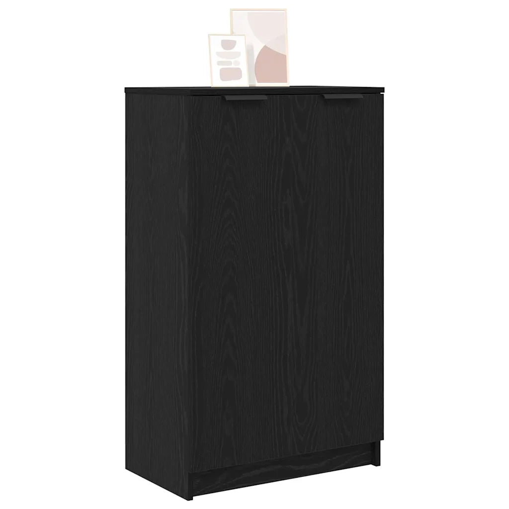 Mobile per scarpe con lo scaffale-Scarpiera Rovere Nero 59 x 35 x 100 cm