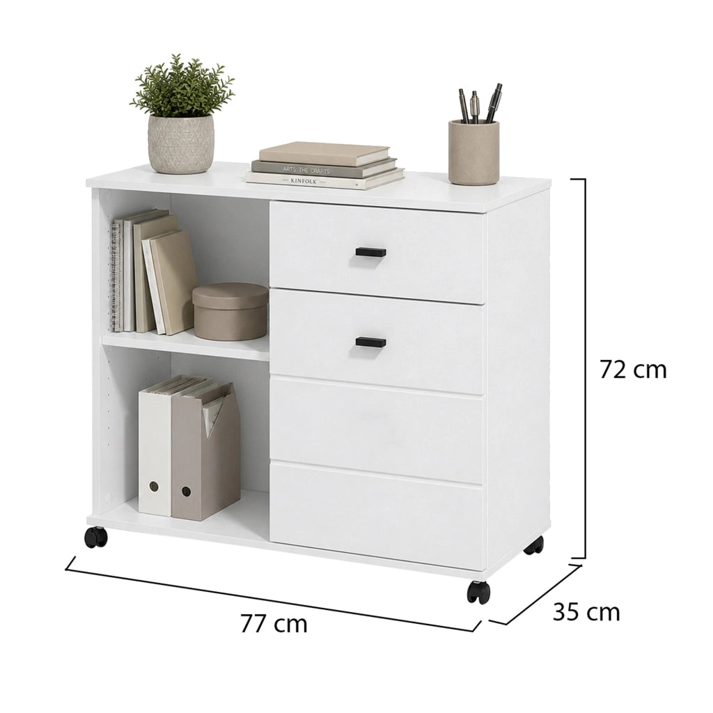 Madia Majuli, Credenza 2 Ripiani, 77x35x72h cm Bianco