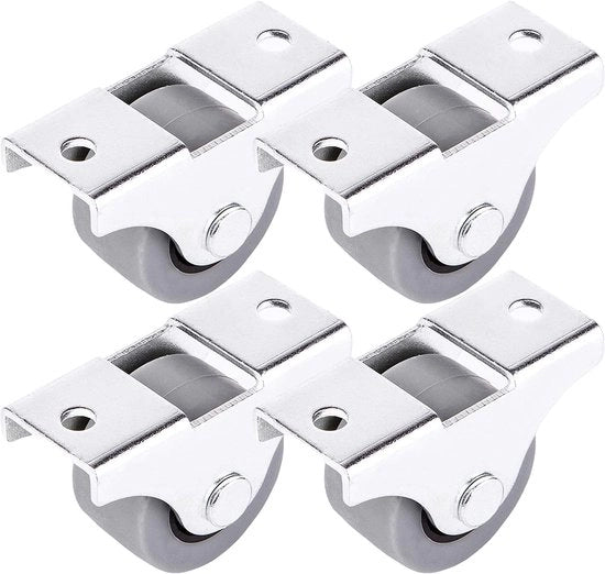Pompe di sostegno per mobili (4 pezzi) - Raggio 25 mm - Ruote in gomma - Ruote di guida fissa - Direzione unidirezionale (4)