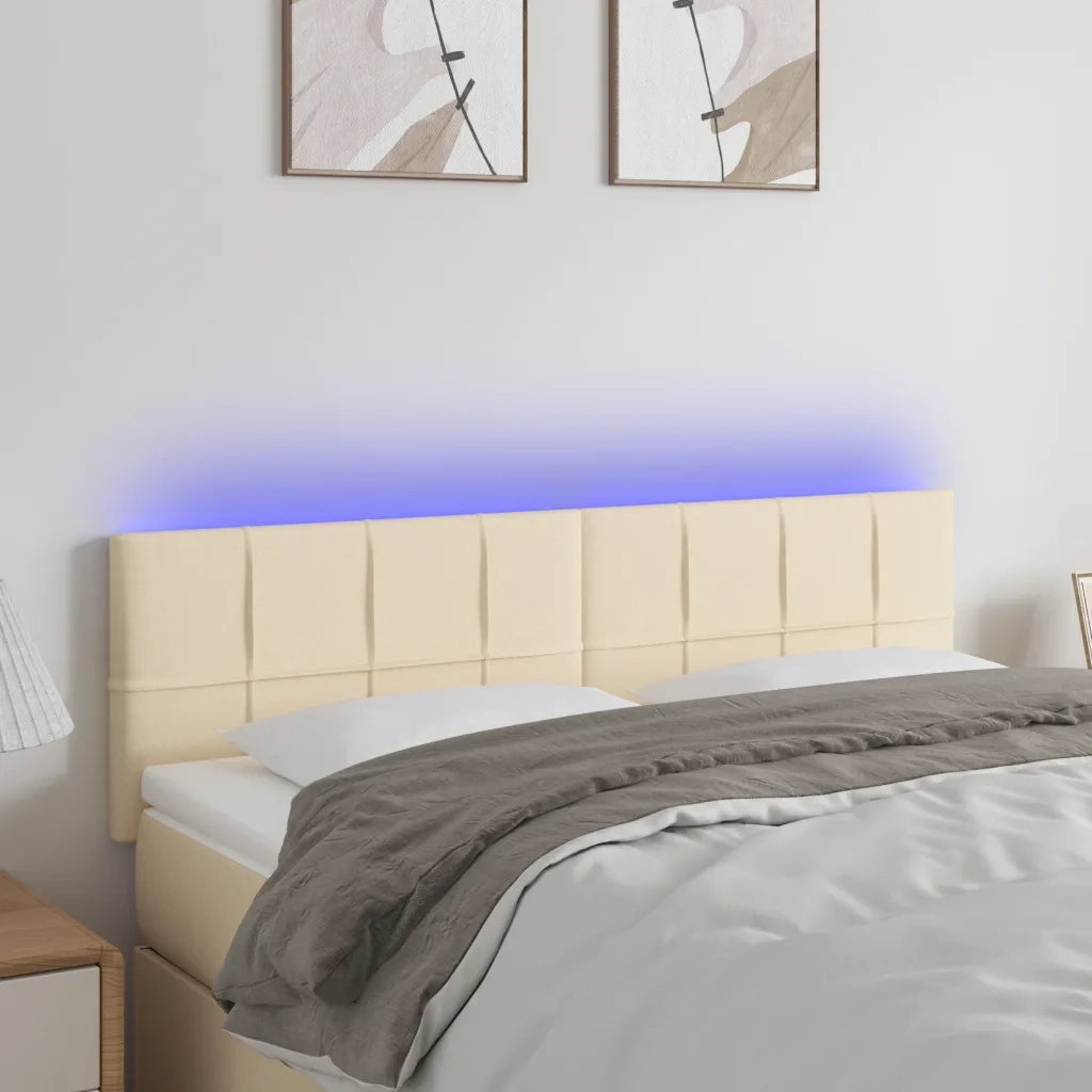 Testiera a LED-Testata con LED Crema 144x5x78/88 cm in Tessuto 776809