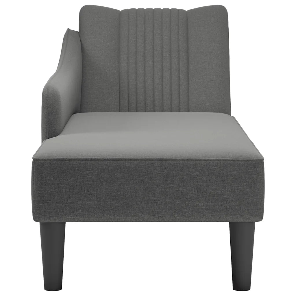 Sdraio con Bracciolo Destro in Tessuto Grigio Scuro 4009801
