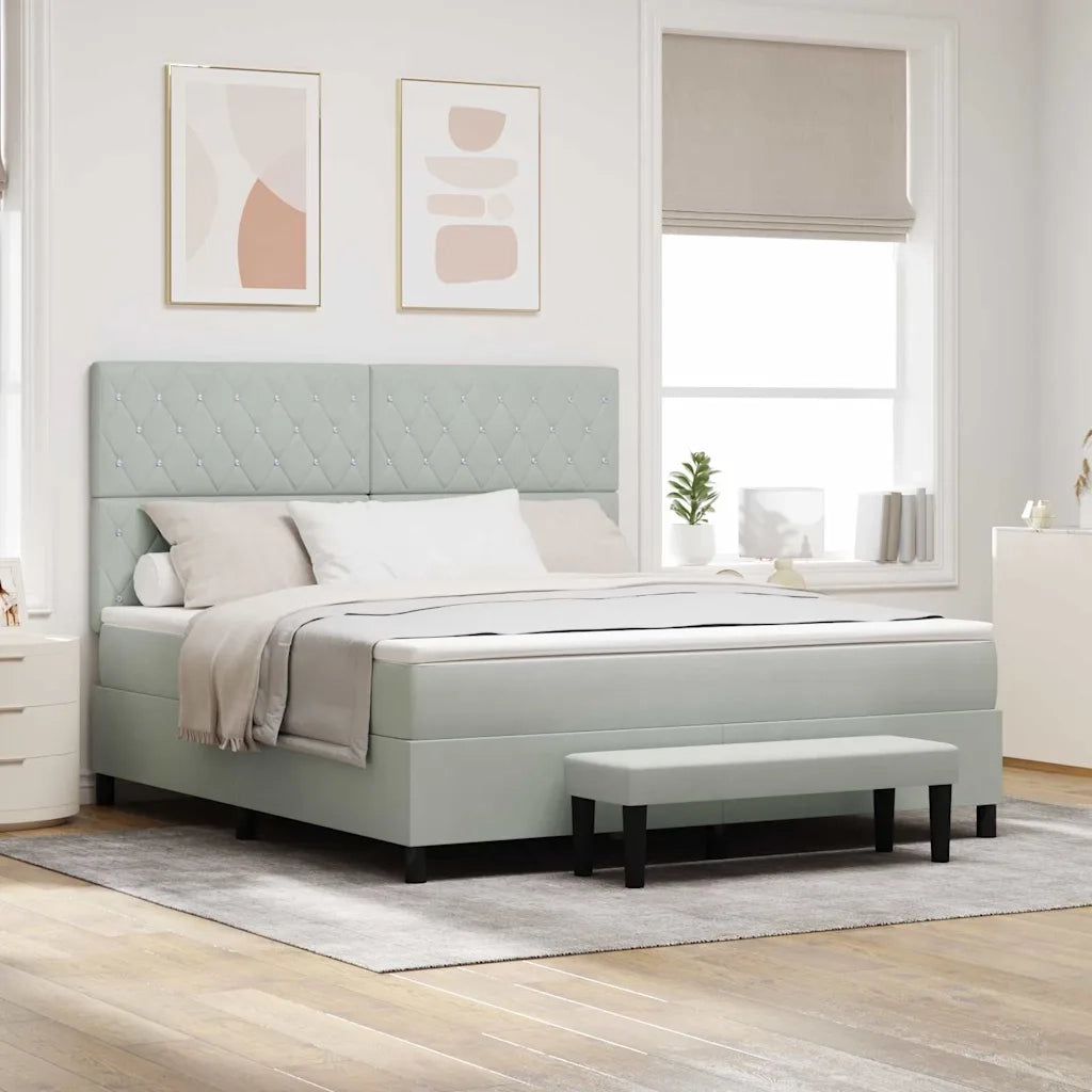 Letto a molle con testiera Grigio chiaro 200 x 180 cm Velluto 3344462