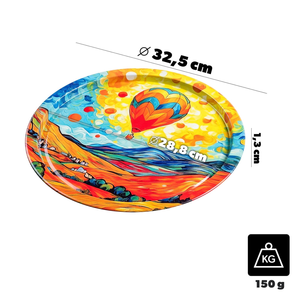 Vassoio decorativo da portata KADAX, rotondo, grande, con motivo a palloncino, in metallo, 32,5 cm