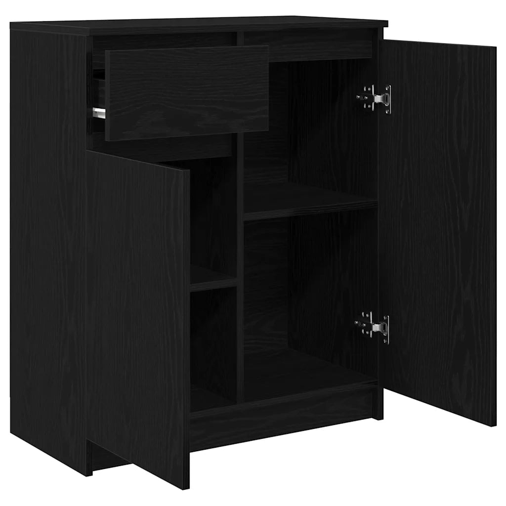 Credenza con Cassetto Rovere Nero 71x35x84 cm Legno Multistrato 861590