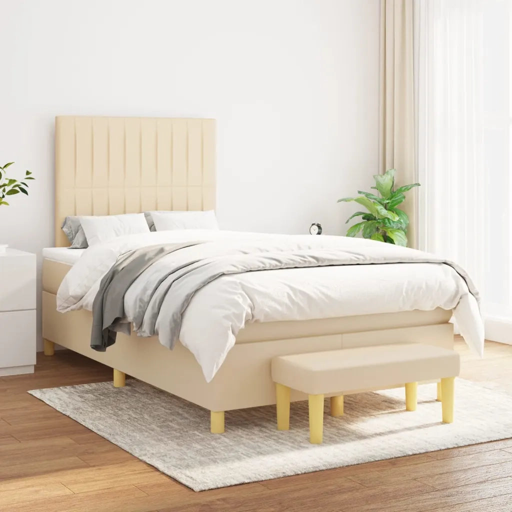 Giroletto a Molle con Materasso Crema 120x200 cm in Tessuto