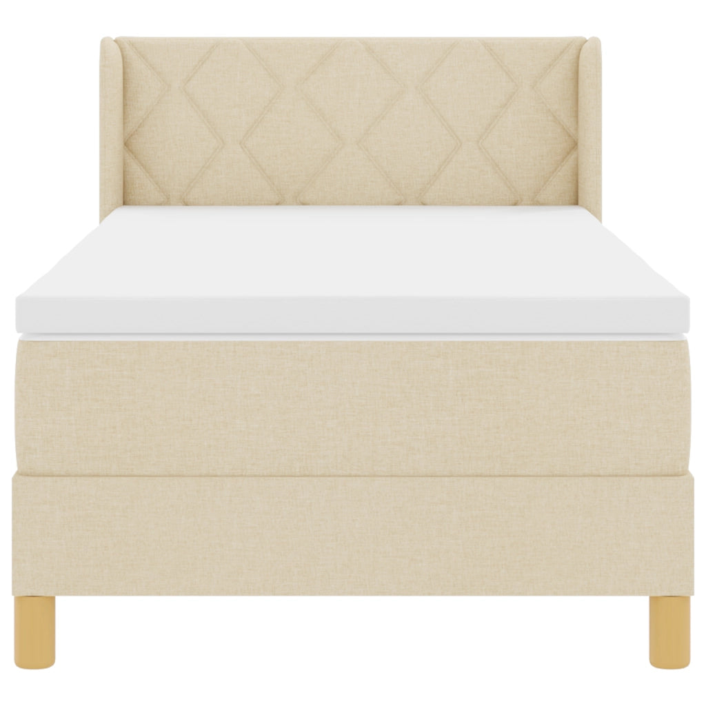 Letto con Molle  con Materasso Panna 90x200 cm Tessuto