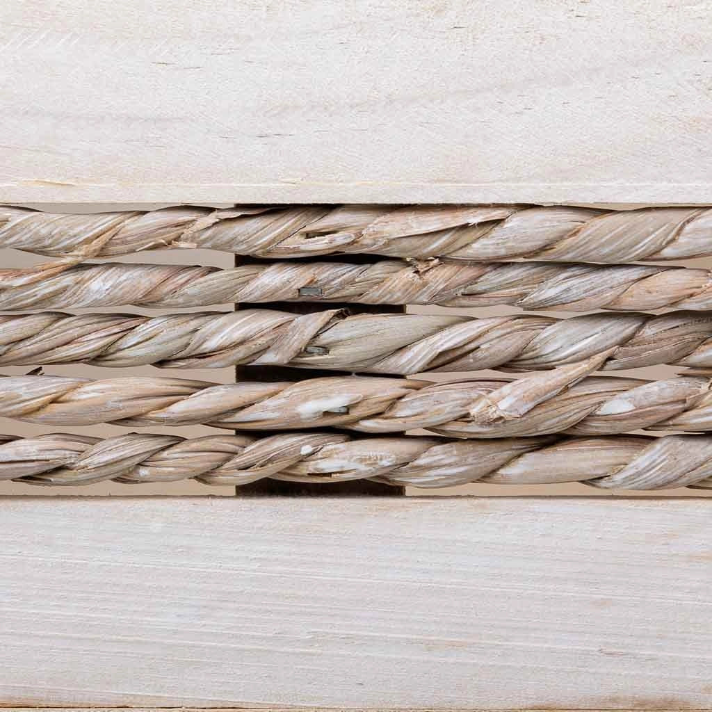 Cesto in legno e corda bianco 30x20x12/27h