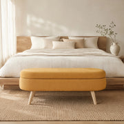 Panca contenitore con scomparto di stoccaggio in chenille gialla per camera da letto ingresso e soggiorno 110 cm