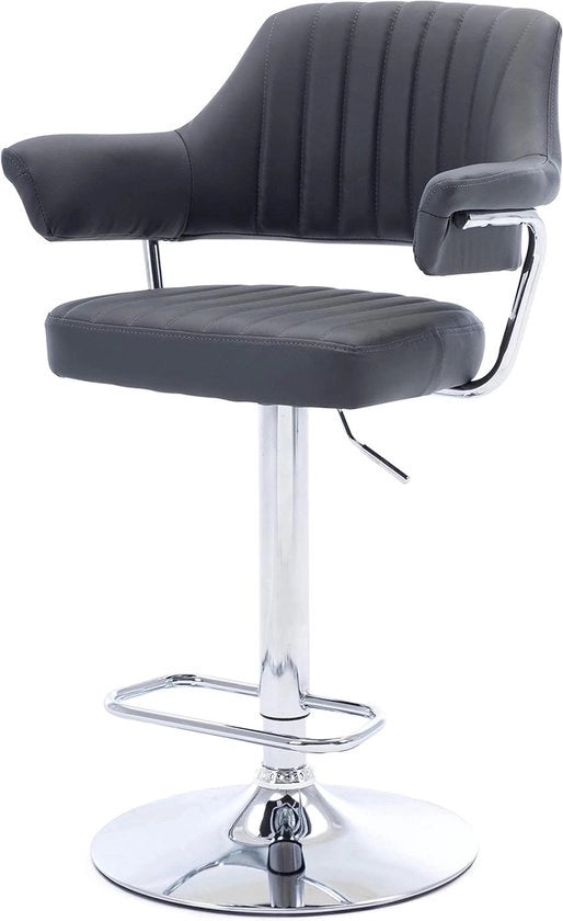 Sedia a Rotazione con Poggiatesta - Sedile di Cucina Comfortevole - 1 pezzo - Grigio - Pelle Finta