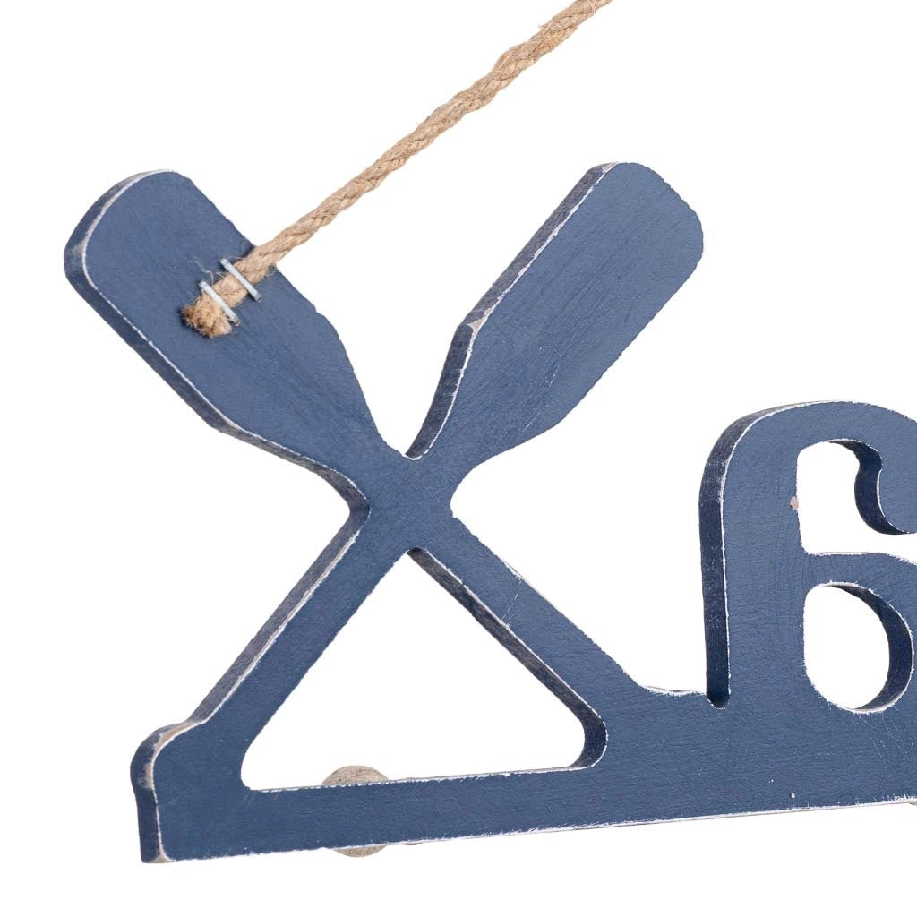 Appendiabiti da parete in legno blu con 3 ganci, 38x4.5x24 cm