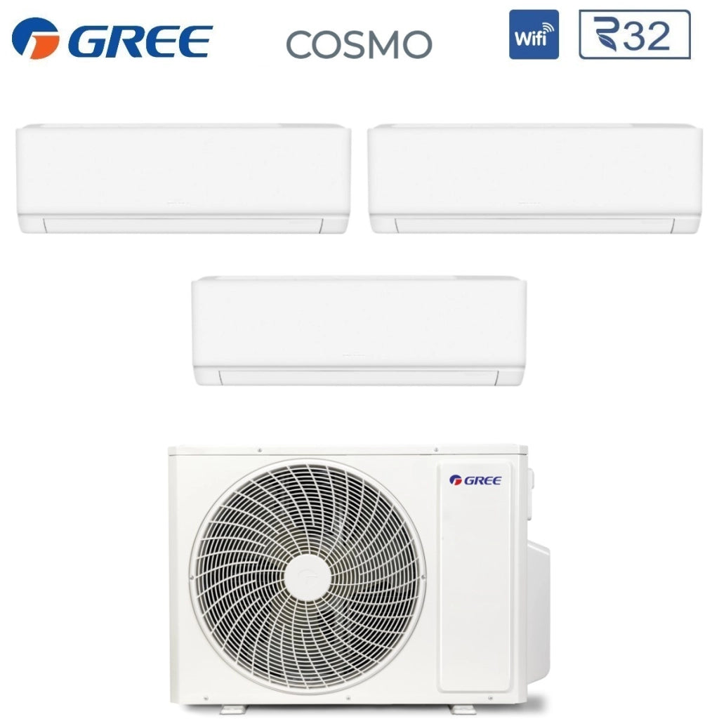Condizionatore Trial Split Gree Cosmo 9+9+12 con GWHD(36)NK6OO R-32 Wi-Fi Integrato