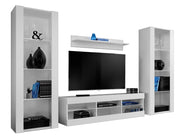 Set di mobili porta TV Tivoli Grande, Komodee, Bianco, Senza LED, Larghezza 250 cm x Altezza 159 cm x Profondità 35 cm, Per soggiorno, Camera da letto