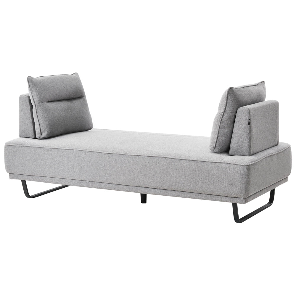Divano a 3 posti in tessuto Divano grigio Gambe in ferro Tessuto intrecciato Schienale regolabile Moderno