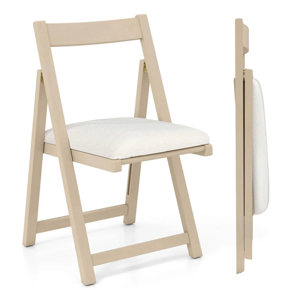 Set di 2 comode sedie pieghevoli salvaspazio 49 x 57,5 ​​x 87 cm in legno di caucciù beige 20_0012451