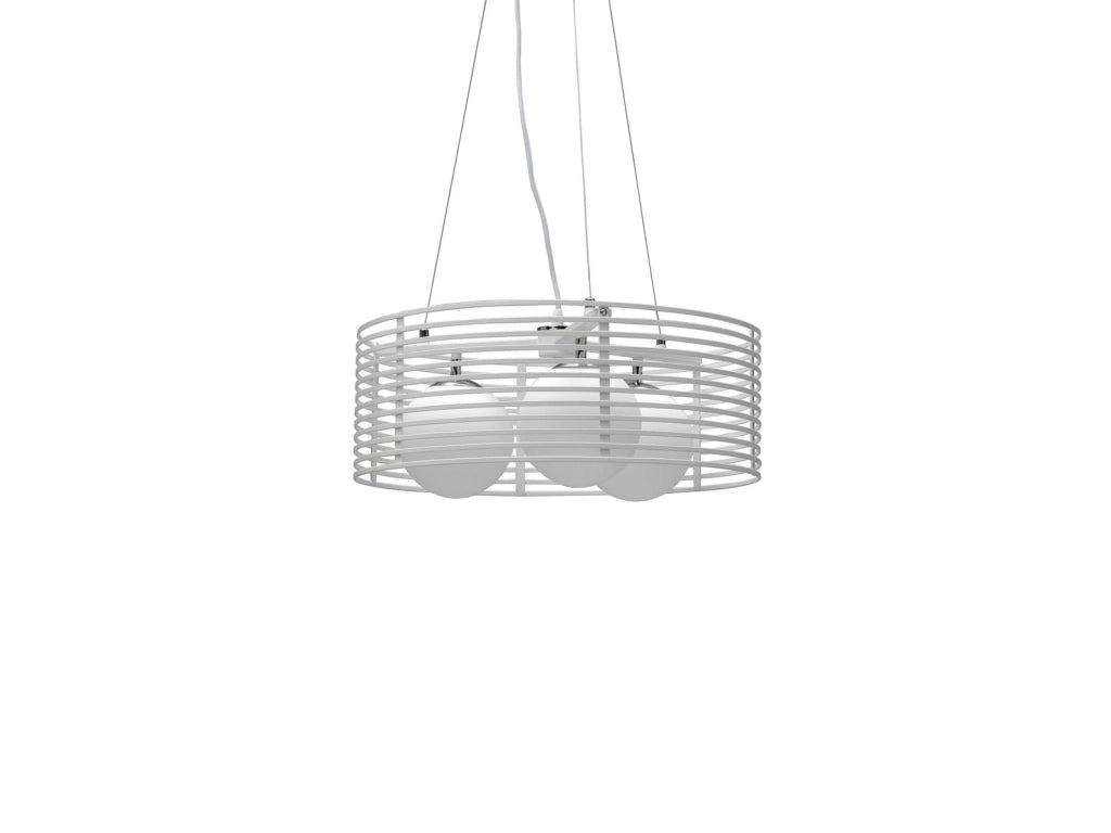 Lampada a Sospensione Ø50xH120 cm in Metallo Cage Bianco