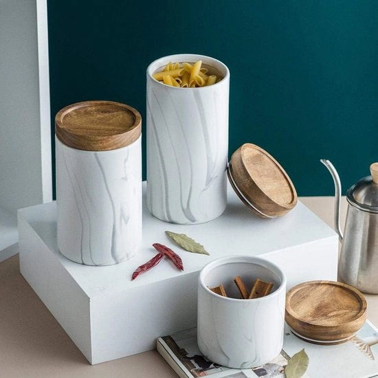 Pentola di Stoccaggio Cibo in Ceramica - Impermeabile - Design Moderno - 600 ml - Beige - Ceramica