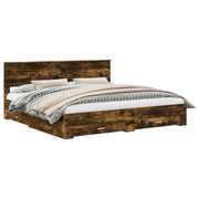 Letto matrimoniale | Letto per adulti | Struttura del letto Rovere fum¨¦ 200 x 200 cm Legno multistrato