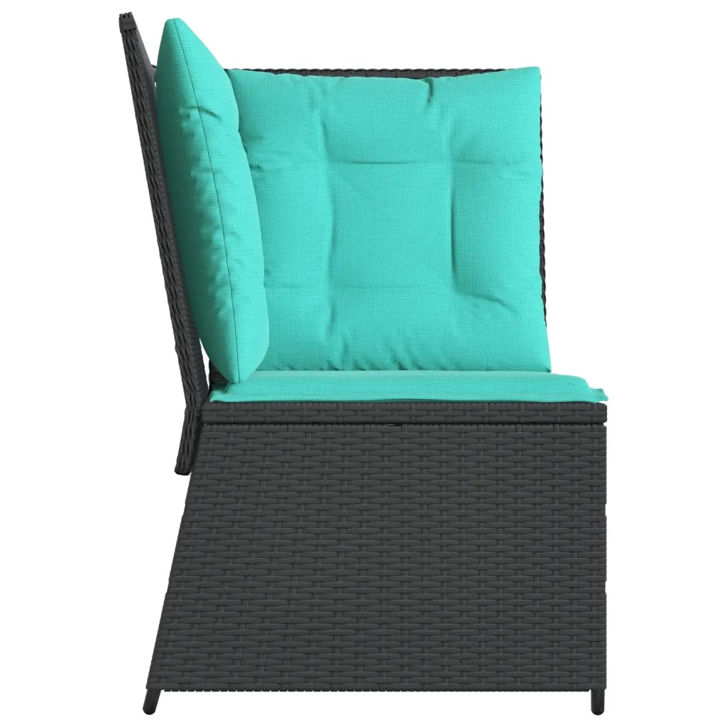 Divano angolare da giardino con Cuscini in Polyrattan Nero 368990