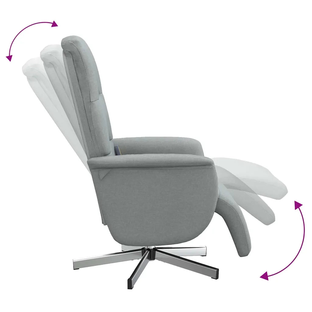 Poltrona | Sedia Relax Reclinante Massaggio Poggiapiedi Grigio Chiaro Tessuto
