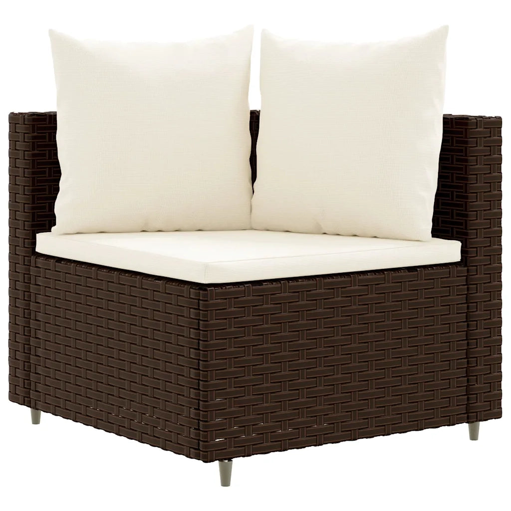 Set Divani da Giardino 9pz con Cuscini Marrone in Polyrattan