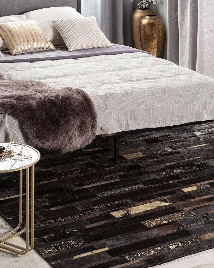 Tappeto Marrone Vera Pelle 140 x 200 cm Pelle Bovina Artigianale