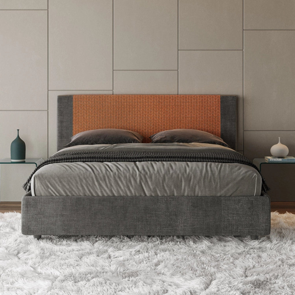 Letto matrimoniale senza rete imbottito 160x190 tessuto Labirinto 6 giallo Rosal