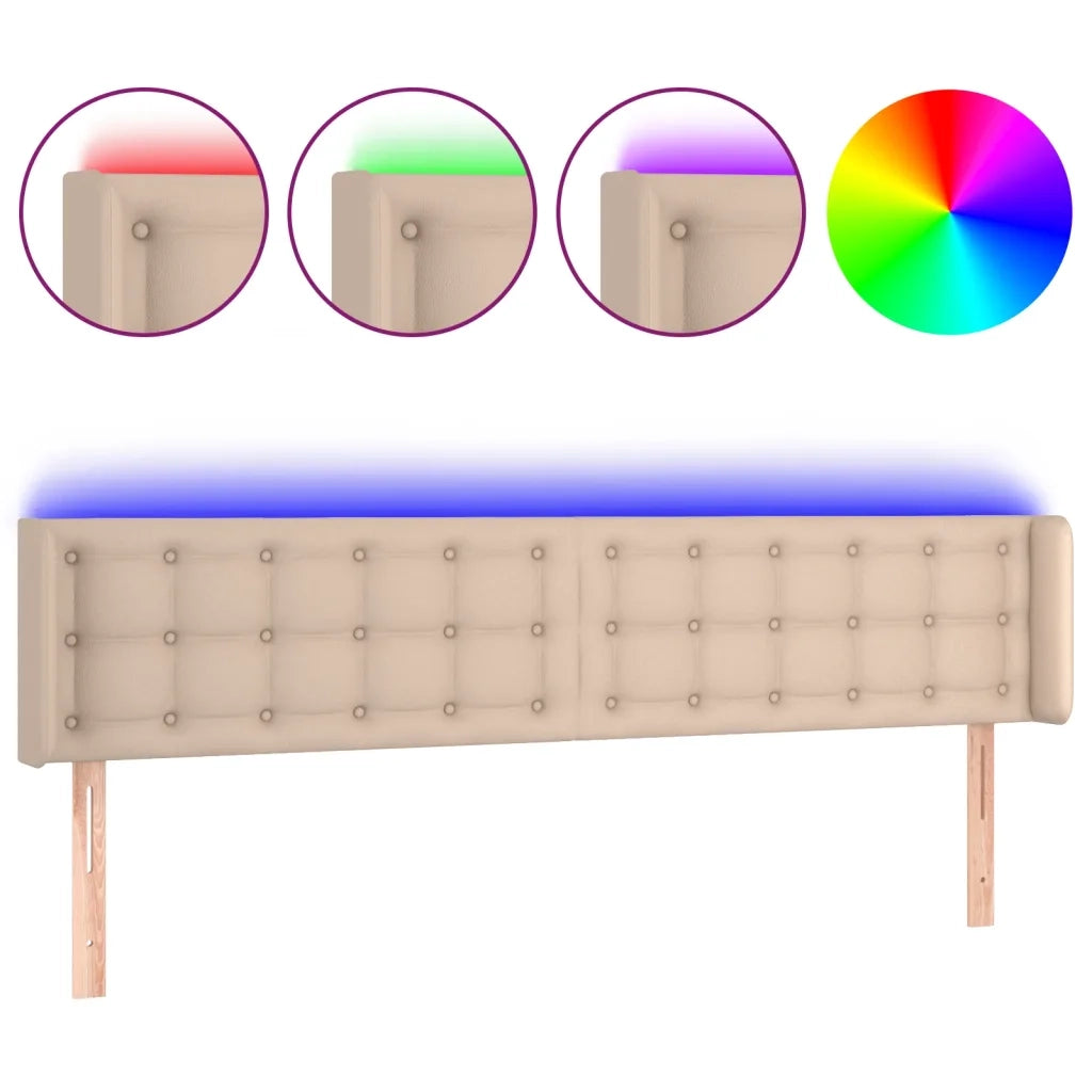 Testiera con LED-Testata Cappuccino a LED 203x16x78/88 cm in Similpelle 546306