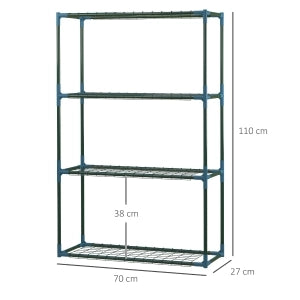 Portavaso da esterno a 4 ripiani, set 2 pezzi, in acciaio verde, 70 x 27 x 110 cm