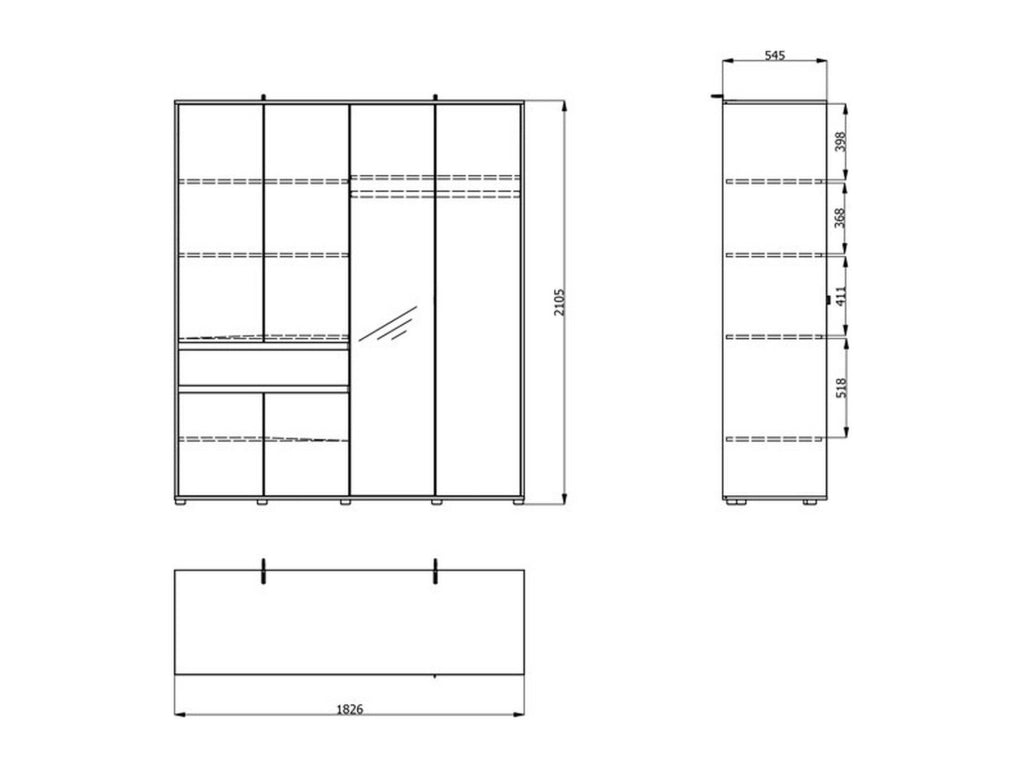Armadio Camera da Letto Rifreddo, Guardaroba Grande 4 Ripiani, 182.5x210.5h cm Marrone Rovere Nodi