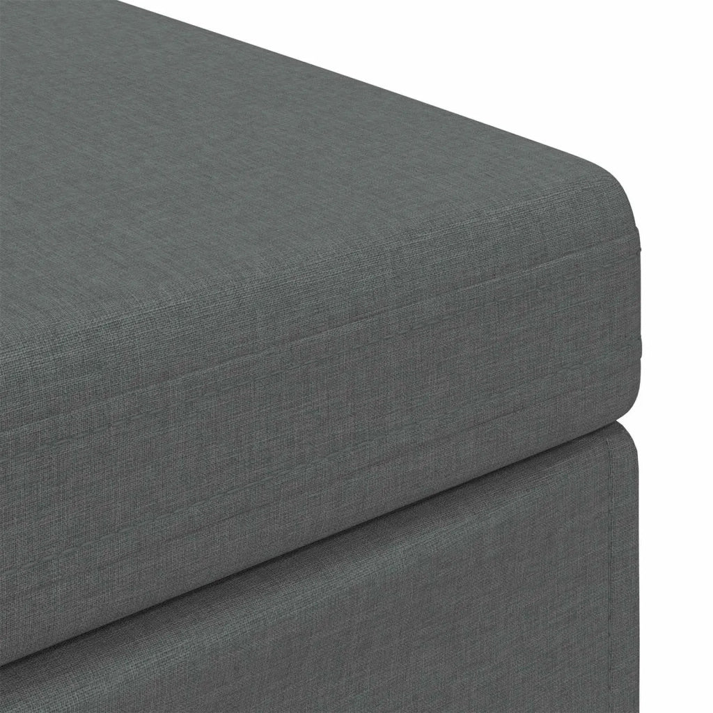 Pouf Grigio scuro Tessuto e Legno Ingegnerizzato