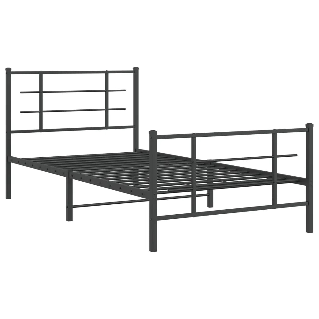 Giroletto con Testiera e Pediera Metallo Nero 107x203 cm 355575