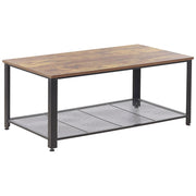 Tavolino da caffè Piano in legno scuro Struttura in metallo Nero Scaffale industriale Rettangolare 106 x 60 cm