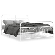 Letto matrimoniale | Letto per adulti | Giroletto con Testiera e Pediera Metallo Bianco 150x200 cm