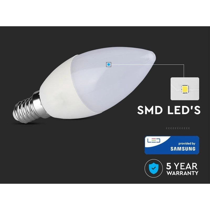 Lampada a Led E14 C37 7W 600LM Forma Goccia Oliva Candela SKU-111, Disponibili 3000K 4000K 6400K (Bianco Freddo 6500K)