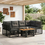 Set Divano da Giardino 7 pz Nero e Grigio scuro polyrattan 3437951