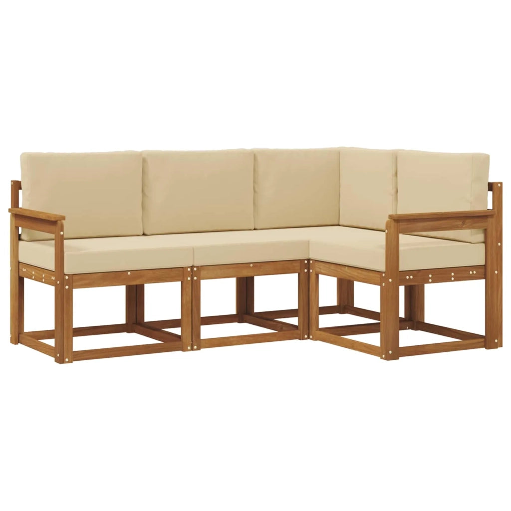 Set di divani da esterno con cuscino 4 pcs Naturale e Beige