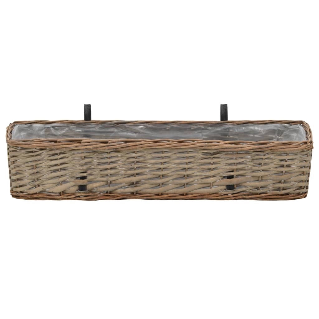 Set di 2 fioriere da balcone in vimini con rivestimento in PE 80 cm marrone 02_0000886