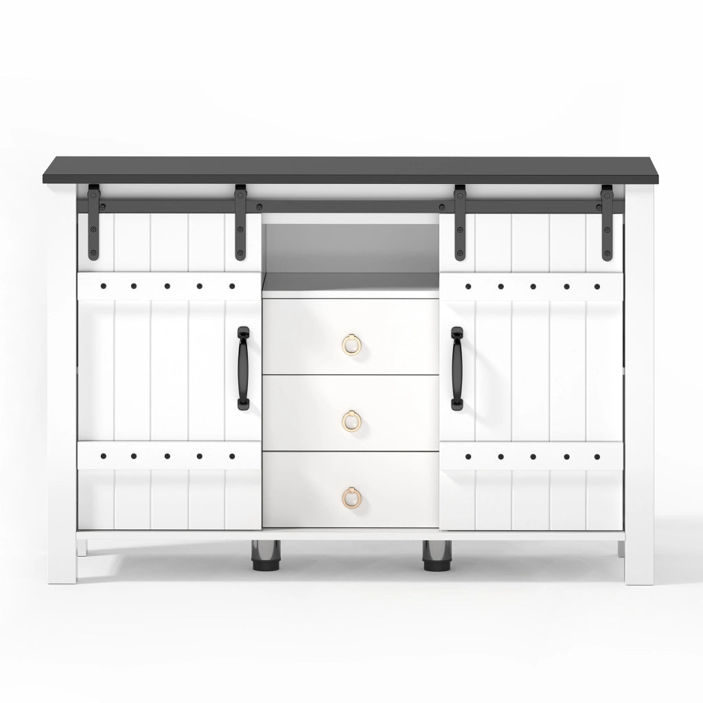 Buffet con Ante Scorrevoli e Cassetti ¨C MINIMAL ¨C Bianco, Legno, 120 cm