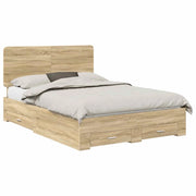 Letto matrimoniale | Letto per adulti | Struttura del letto con testiera Rovere Sonoma 150 x 200 cm