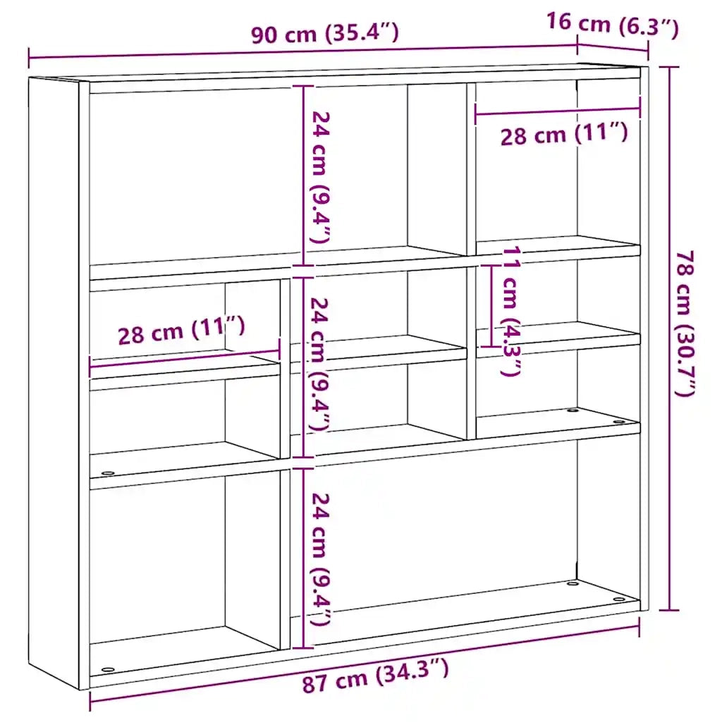Mensola a Muro Rovere Fumo 90x16x78 cm in Legno Multistrato 815558