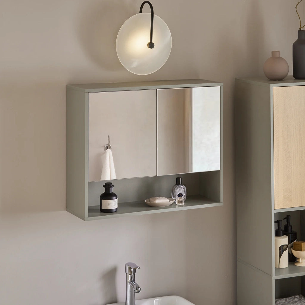 Pensile Da Bagno Mobile Bagno Con Specchio E Due Ante Grigio 60x19.5x49.5cm BZR134-NG
