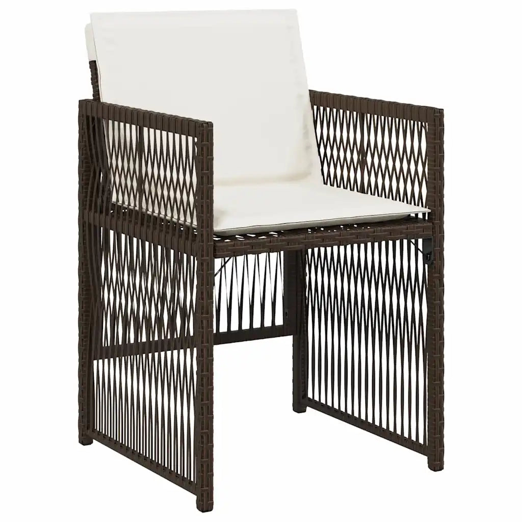 Sedie da Giardino con Cuscini 4 pz Marroni in Polyrattan