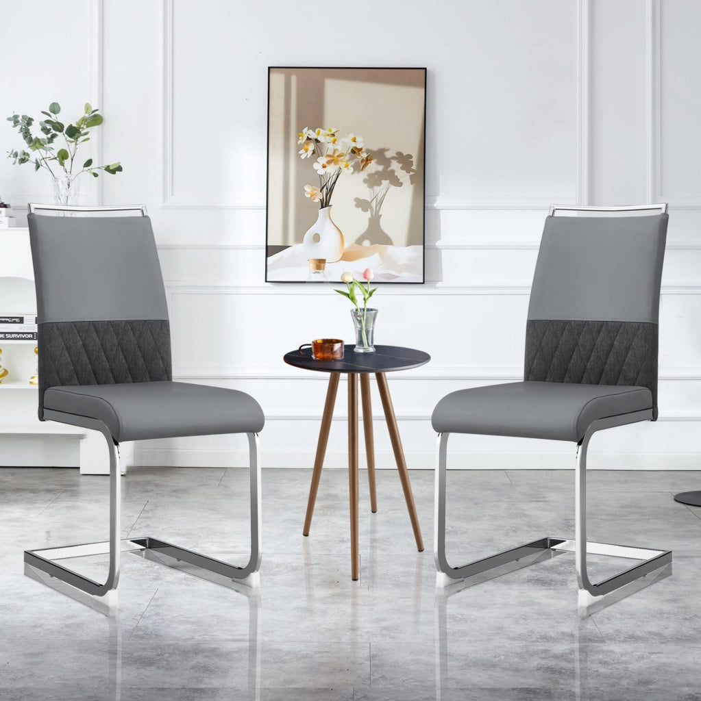 Sedia da pranzo ergonomica grigia con schienale imbottito