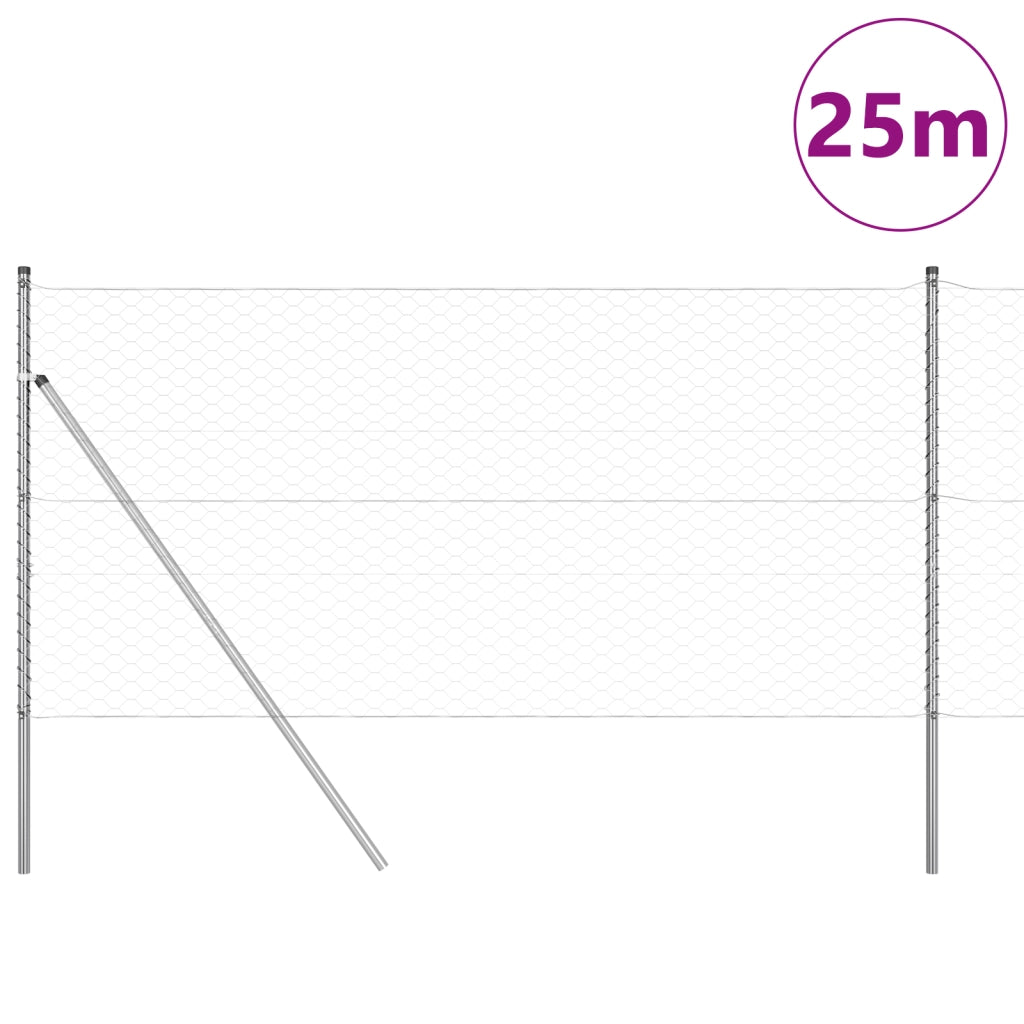 Set di Recinzione Set di 2 Acciaio Zincato 25 x 1 m Durevole