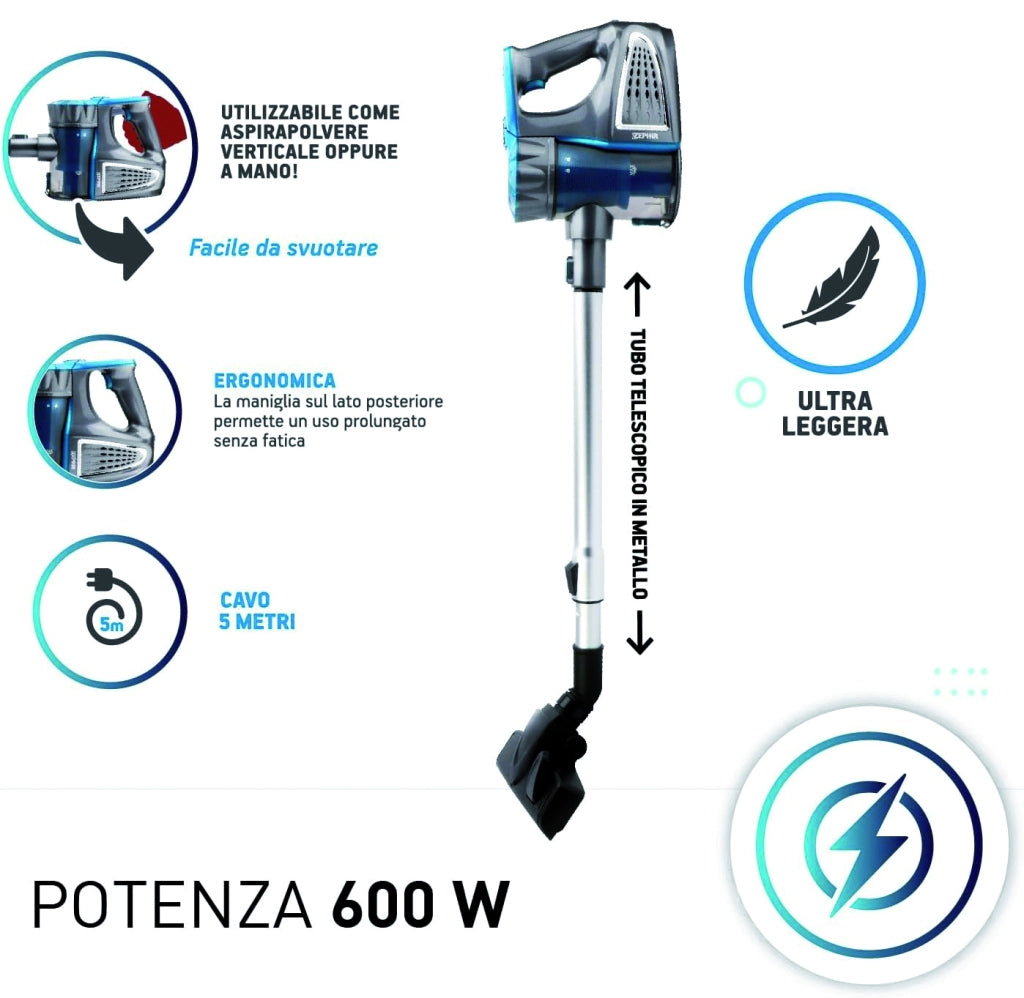 Zephir SCOPA ASPIRAPOLVERE CICLONICA 2 in1 ''ZHV185'' 600 W