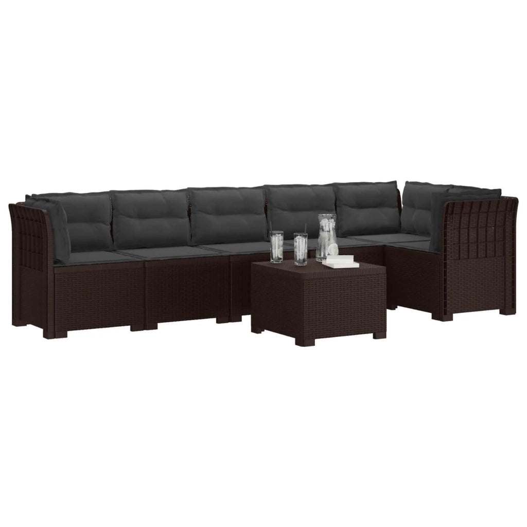 Divano da Giardino 6 Posti con Cuscini Aspetto Rattan PP 3444127